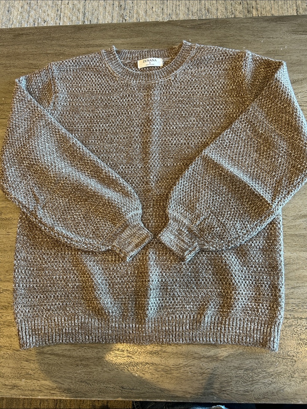 Zenana Outfitters Gray Crewneck Knit Sweater